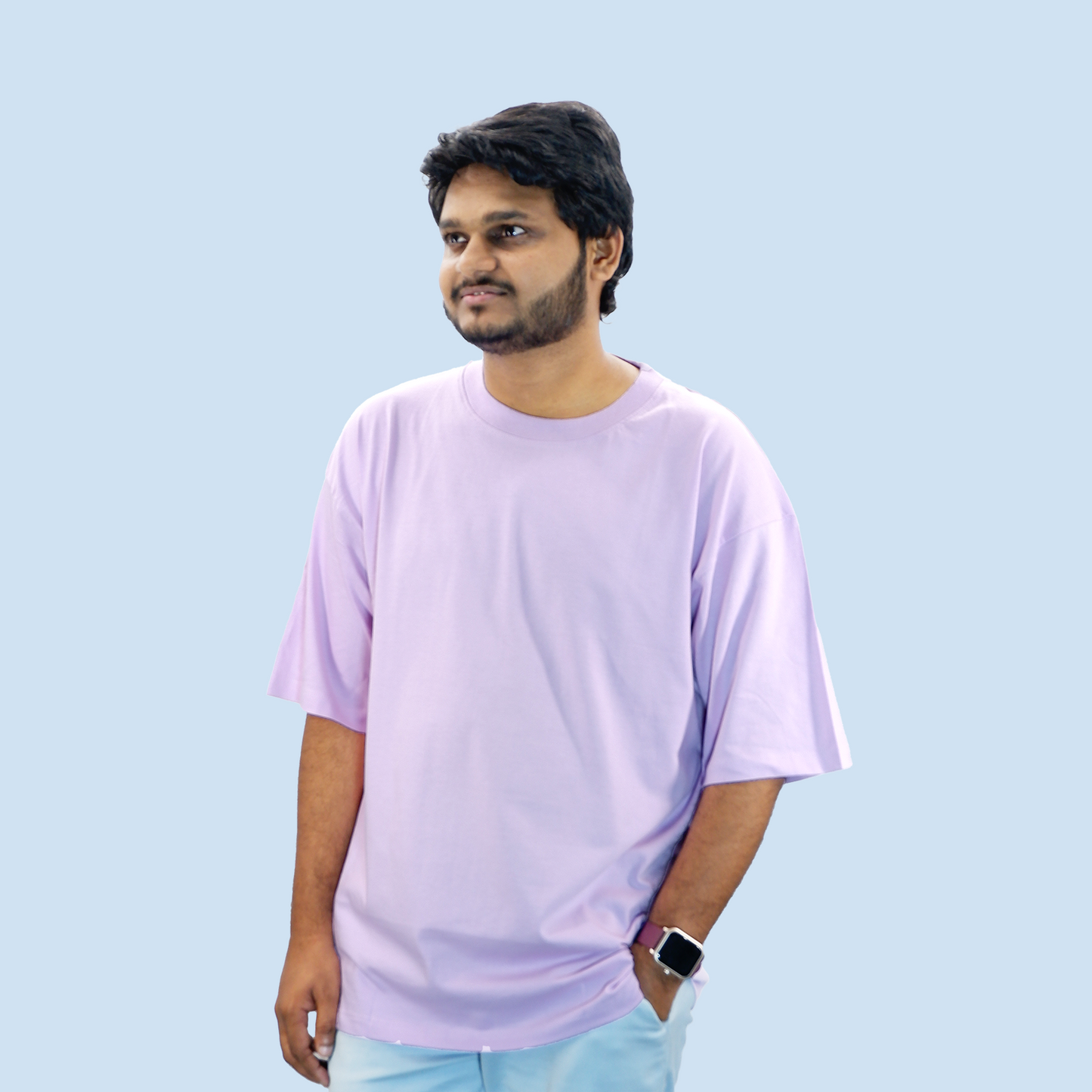 Unisex Drop shoulder Lilac T-shirt 180 GSM