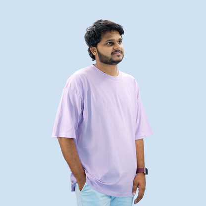 Unisex Drop shoulder Lilac T-shirt 180 GSM