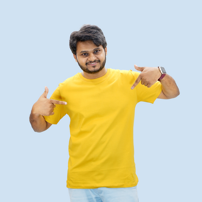 Unisex Regular classic fit Yellow T-shirt 180 GSM